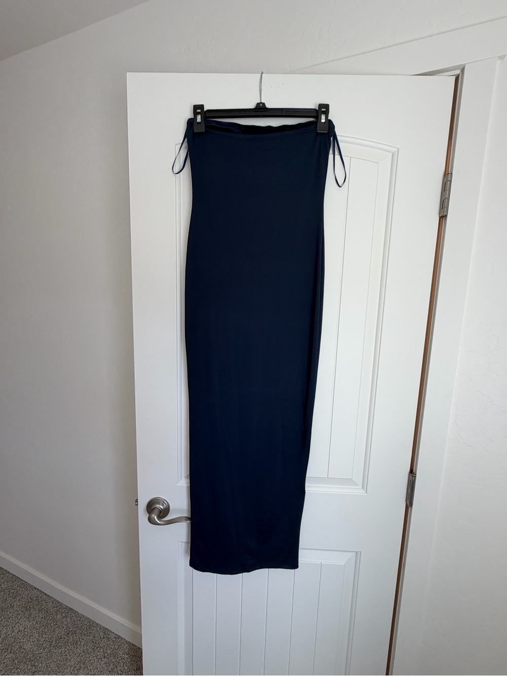 Woman’s strapless dress